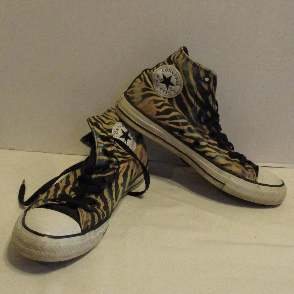 Converse Shoes Chuck Taylor Men Size 9 Black White Tan Lace Up High Top Shoes